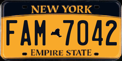 NY license plate FAM7042