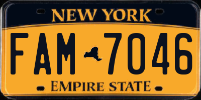 NY license plate FAM7046