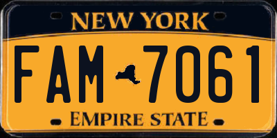 NY license plate FAM7061