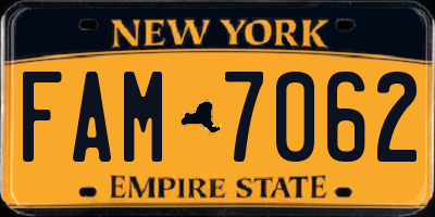 NY license plate FAM7062