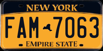 NY license plate FAM7063