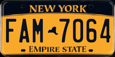 NY license plate FAM7064