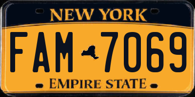 NY license plate FAM7069