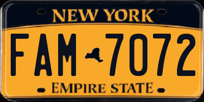 NY license plate FAM7072