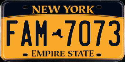 NY license plate FAM7073