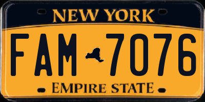 NY license plate FAM7076