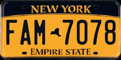 NY license plate FAM7078