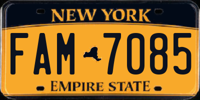 NY license plate FAM7085