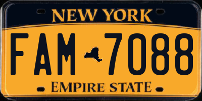 NY license plate FAM7088