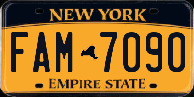 NY license plate FAM7090