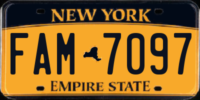 NY license plate FAM7097