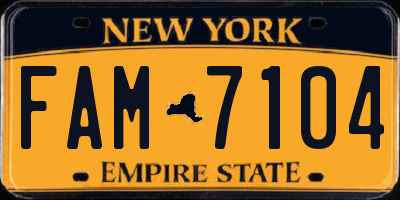 NY license plate FAM7104