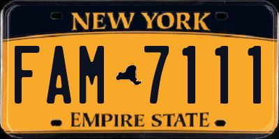 NY license plate FAM7111