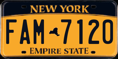 NY license plate FAM7120