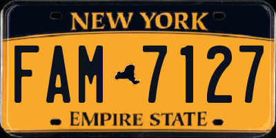 NY license plate FAM7127