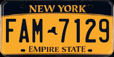 NY license plate FAM7129