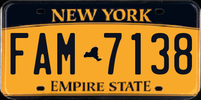 NY license plate FAM7138
