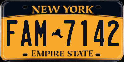 NY license plate FAM7142