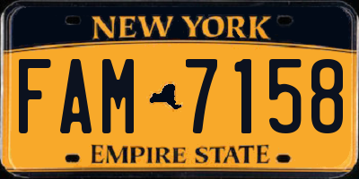 NY license plate FAM7158