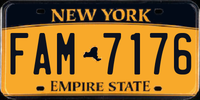 NY license plate FAM7176