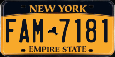 NY license plate FAM7181
