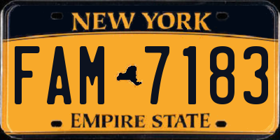 NY license plate FAM7183