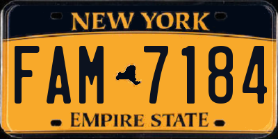 NY license plate FAM7184