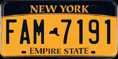 NY license plate FAM7191