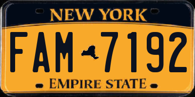 NY license plate FAM7192