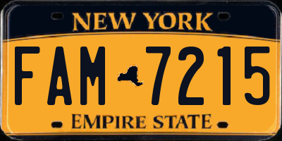 NY license plate FAM7215