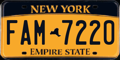 NY license plate FAM7220