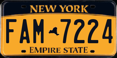 NY license plate FAM7224