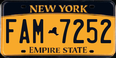 NY license plate FAM7252