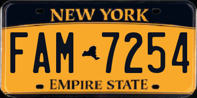 NY license plate FAM7254