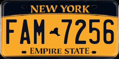 NY license plate FAM7256