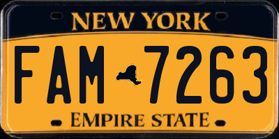 NY license plate FAM7263