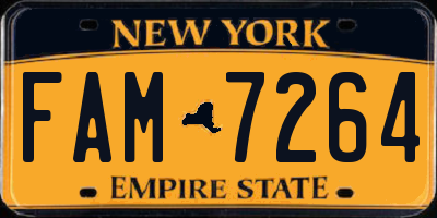 NY license plate FAM7264