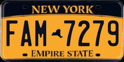 NY license plate FAM7279