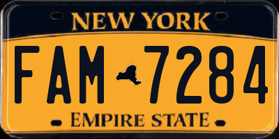 NY license plate FAM7284