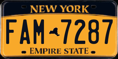 NY license plate FAM7287