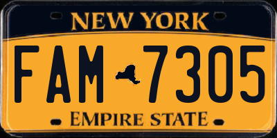 NY license plate FAM7305