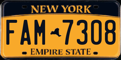 NY license plate FAM7308