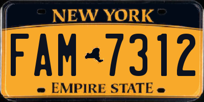 NY license plate FAM7312