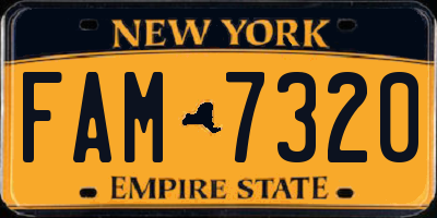 NY license plate FAM7320