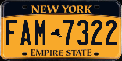NY license plate FAM7322