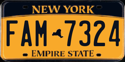 NY license plate FAM7324