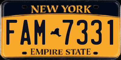 NY license plate FAM7331