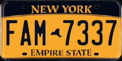 NY license plate FAM7337