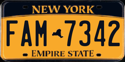 NY license plate FAM7342