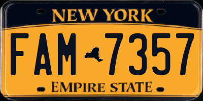 NY license plate FAM7357